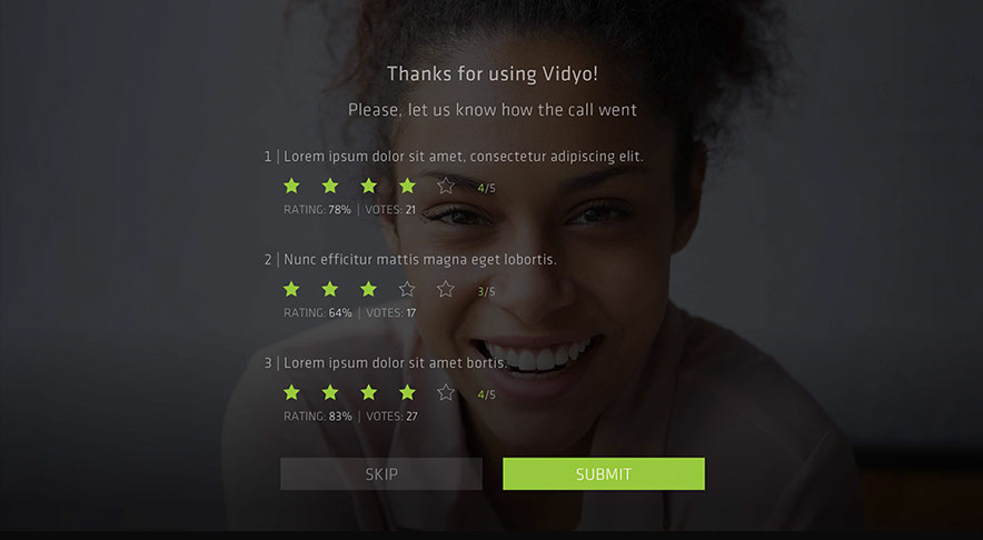 VidyoEngage Post Call Survey