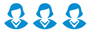 three blue female business women icons