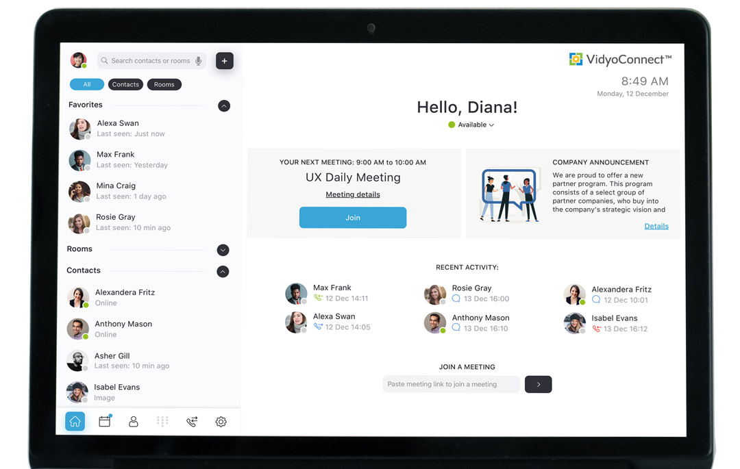 Team communication application for video and chat messaging Team communication application for video and chat messaging
