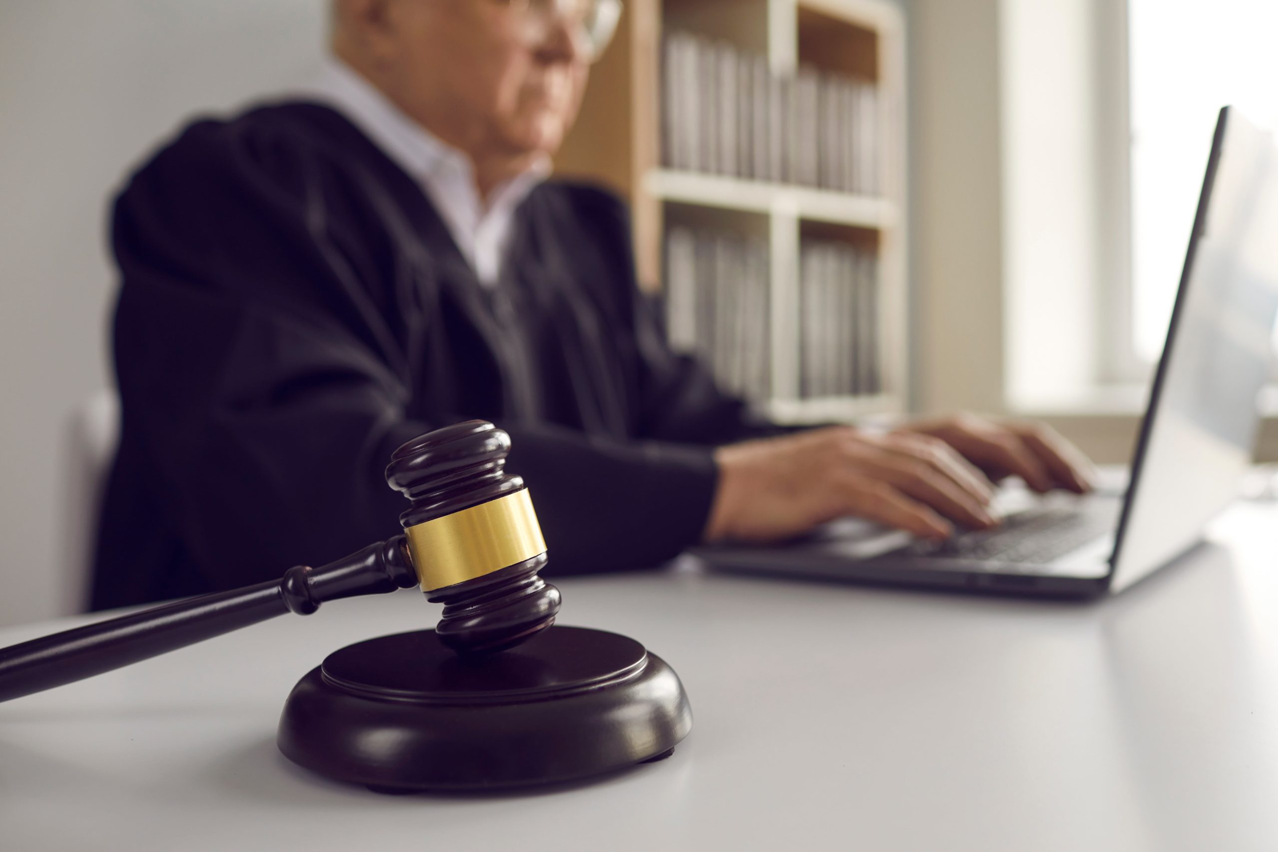 lawyer using computer lawyer using computer for video conference