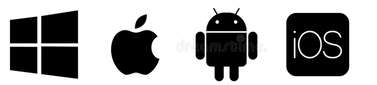 black logo set windows android apple ios
