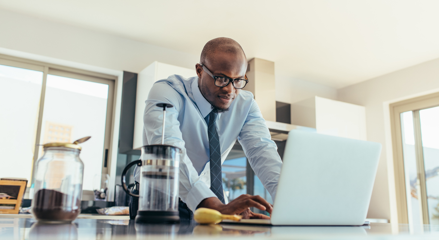 Businessman working at home People Using Mobile Devices